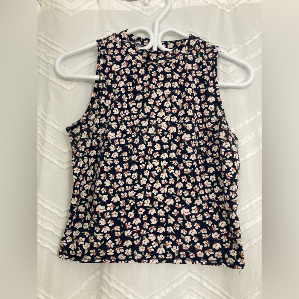 Factorie Floral Tank Top - Black and White